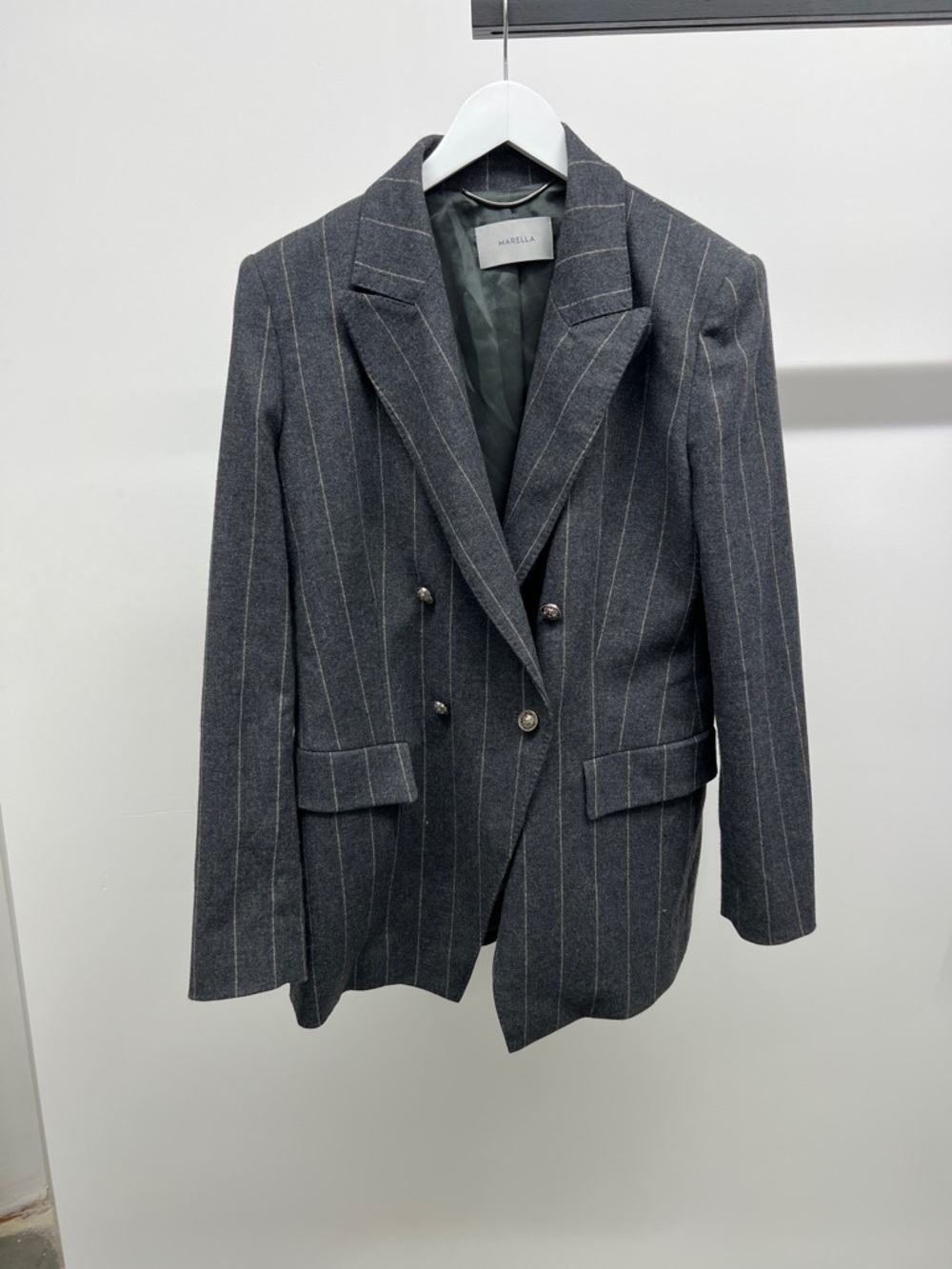 MARELLA Charcoal Pinstripe Double-Breasted Blazer